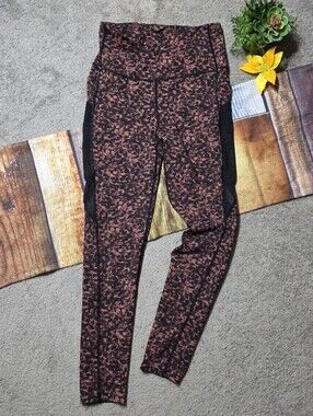 TKO High Waisted Athletic Leggings for Gym Workout Running Dark Pattern Size L